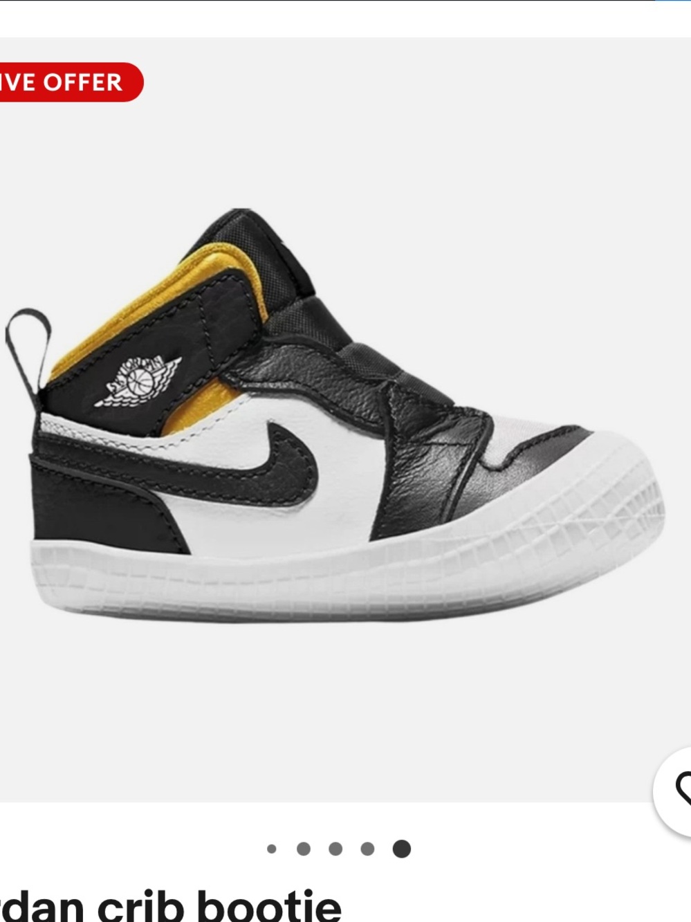 Nike Black White Yellow Baby Jordan Crib Bootie very gently used
